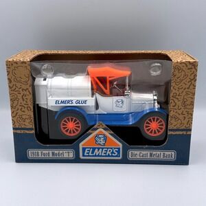 Vintage ERTL Elmer's Glue 1918 Ford Model T Die Cast Metal Bank NIB